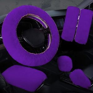 6 pièces/ensemble Faux cheveux <span class=keywords><strong>fourrure</strong></span> moelleux chaud voiture <span class=keywords><strong>volant</strong></span> couverture lapin frein à main pommeau de vitesse accoudoir couverture ceinture de sécurité couverture - Product Image 2