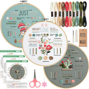Lot de 3 kits de <span class=keywords><strong>broderie</strong></span> Eginner pour adultes, kits de <span class=keywords><strong>d</strong></span>épart pour <span class=keywords><strong>apprendre</strong></span> à broder des plantes et des fleurs. - Product Image 6