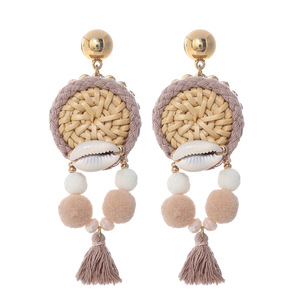 Pendientes colgantes con forma de flor bohemia, imitación de perla, chapados en oro, joyería de fiesta para mujer - Product Image 5