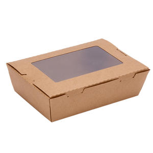 Lonchera Desechable y Reciclable, Cuadrada, con Ventana de Papel Kraft Grueso, para Chicle, Sushi, Fideos, Ensalada - Product Image 1