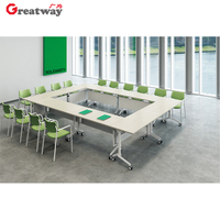 Mesa Plegable para Sala de Reuniones Greatway con Ruedas, Estructura de Acero, Escritorio de Entrenamiento, Muebles de Oficina que Ahorran Espacio