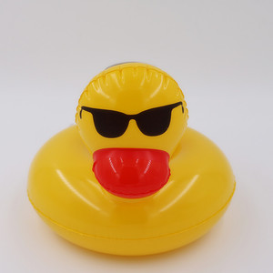 Inflatable Duck Beverage Holder With Sunglasses Design Floating Cup <b>Cooler</b> For Swimming Pool Outdoor Use PVC <b>Material</b> Unisex - Product Image 2