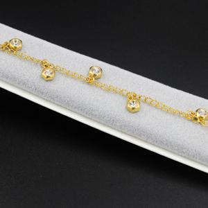 Nouveauté : Bracelets de cheville faits main en acier inoxydable plaqué or 18 carats avec zircon - Product Image 5