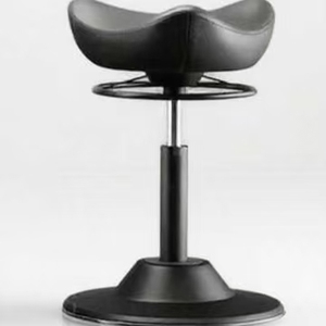 Chaise de Salon de Coiffure Silencieuse avec Châssis à Roulettes, Revêtement en Similicuir Noir, Pivotante, Durable, Hauteur de Siège Réglable, Pliable - Product Image 1
