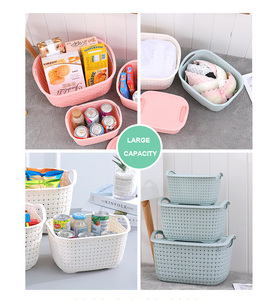 3 paniers de rangement en plastique de grande capacité pour la maison, organisateur de bureau, salon, collations et jouets, avec couvercle et poignée - Product Image 2