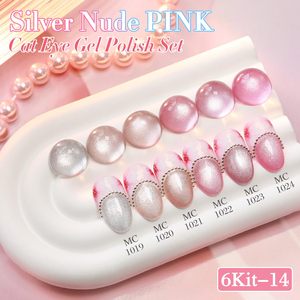 Kit de Vernis Gel Œil de Chat Double Rhythm 6 Couleurs Scintillant Pailleté avec Aimant Holographique Réfléchissant Magnétique UV pour Nail Art - Product Image 6