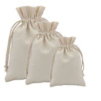 Sac en tissu de coton et de lin réutilisable, beige, avec cordon de serrage personnalisé, en coton biologique