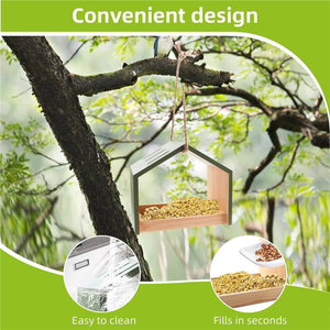 Comedero de Pájaros de Madera Premium para Exteriores, Casa para Pájaros Silvestres Colgante con Circulación de Aire para Jardín, Patio o Ventana - Product Image 5