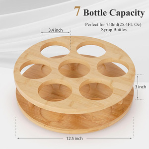 Estante giratorio de bambú para encimera de cocina, organizador multifunción de madera para botellas de condimentos, Lazy Susan. - Product Image 4