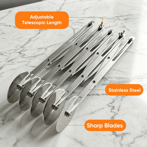 ที่ตัดแป้งสเตนเลสแบบปรับได้ 3 5 7 ล้อ สำหรับตัดพิซซ่าและทำขนมอบ - Product Image 4