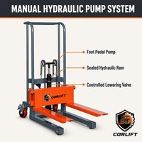 Chariot élévateur à mât vertical électrique à jambes écartables en alliage d'aluminium avec pompe hydraulique pour entrepôt à allées étroites