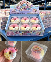 Mainan Donat Pelangi 7.5cm, Renyah, Buatan Tangan, Tekstur Lembut, Suara Berdenting, Lapisan Lilin, Isi Tanah Liat, Pereda Stres, Mainan Fidget untuk Remaja & Dewasa