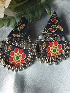 ต่างหูทำด้วยมือคุณภาพสูงผ้าสีฟ้าที่ทันสมัยน้ำหนักเบาชาติพันธุ์ห้อยต่างหูเงินออกซิไดซ์สไตล์ดั้งเดิมชนเผ่า - Product Image 2