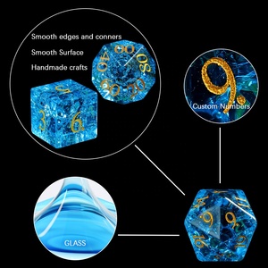 Dados DND poliédricos al por mayor, cristal agrietado artificial azul para juegos de mesa - Product Image 3