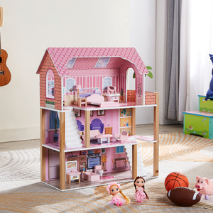 Casa <span class=keywords><strong>de</strong></span> Muñecas Rosa Personalizada al por Mayor, Muebles en Miniatura <span class=keywords><strong>de</strong></span> <span class=keywords><strong>Madera</strong></span>, Juguetes, Poppenhuis, Casa <span class=keywords><strong>de</strong></span> Muñecas Estilo DIY con Habitación Grande <span class=keywords><strong>para</strong></span> <span class=keywords><strong>Niñas</strong></span> - Product Image 4
