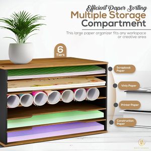 Organisateur de bureau multi-niveaux en bambou pour documents A4, support de rangement autoportant pour un bureau bien rangé - Product Image 5