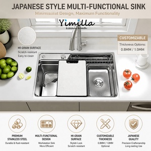Fregadero <span class=keywords><strong>de</strong></span> Cocina Individual Grande <span class=keywords><strong>de</strong></span> Estilo Japonés <span class=keywords><strong>de</strong></span> 75x48cm, Acero Inoxidable 304 con Textura <span class=keywords><strong>de</strong></span> Grano <span class=keywords><strong>de</strong></span> Arroz <span class=keywords><strong>de</strong></span> 1.8mm <span class=keywords><strong>de</strong></span> Grosor, Fregadero <span class=keywords><strong>de</strong></span> Montaje Superior - Product Image 1