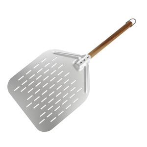 Espátula perforada para transferir pizza, cuadrada, de aluminio, 67.5X29.5 cm, con mango de roble, para hornear pizza. - Product Image 1