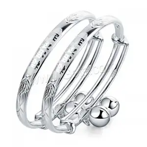 Al por mayor Brazalete de plata esterlina para niños pulido Ajustable diferentes diseños para elegir plata 40x2,5x4mm 6mm 1419742