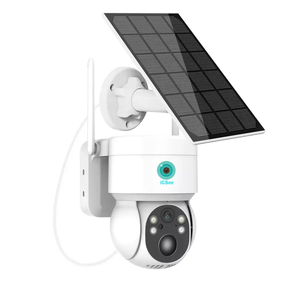 4MP ICSEE güneş HD güvenlik kamera iki yönlü ses PIR İnsan algılama Pan 320 derece renkli gece görüş kablosuz kamera