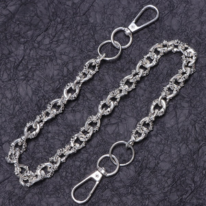 โซ่คาดเอวโลหะลายโครงกระดูก สีเงินทิเบต แบบชั้นเดียว สไตล์ฮิปฮอป สำหรับผู้ชาย - Product Image 4