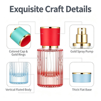 Flacon pulvérisateur de parfum vide en verre côtelé avec logo personnalisé, rechargeable, pour l'emballage de parfum