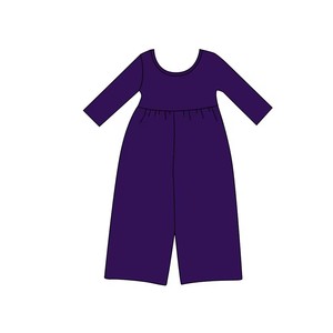 Combinaison en coton pour petites filles, simple, col rond, manches longues, taille élastique, jambes larges, tenue de jeu - Product Image 5