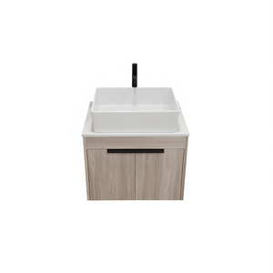 Modern Design White Oak Bathroom Vanity 24 Inch Wall Mounted Soft Close Door 2 Piece Basin Set - Product Image 1