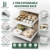Organisateur de placard à 2 niveaux extensible, étagère de rangement de cuisine pour casseroles, épices, bocaux, bouteilles et articles de garde-manger
