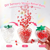 Coques Squishy Creuses en TPR Transparentes à Remplir, Modèle Fraise, Coques Squishy Vides Transparentes, Kit de Fabrication de Squishies DIY, Coques Squishy à Presser Fraise
