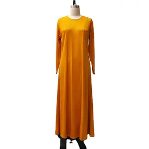 Fabrik Großhandel muslimische Frauen Abaya Kleid arabische Robe nah östliche einfarbige lange Kleid malaiische Robe