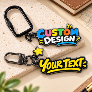 Porte-clés en PVC de forme irrégulière personnalisé avec un design de dessin animé coloré, impression UV, mousqueton léger, fabrication OEM ODM - Product Image 1