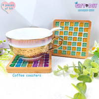 Kit de mosaïque carrée colorée 4 en 1, cadeau de Noël, cadeau artisanal pour la maison, peut être utilisé pour faire des dessous-de-verre et d'autres créations.