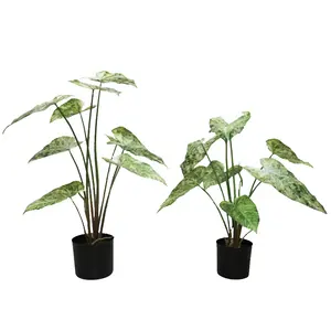 Venda boa qualidade simulação alocasia planta com pote para sala de estar decoração