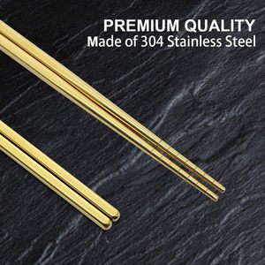 Palillos Chinos, Japoneses y Coreanos Personalizados de Acero Inoxidable Dorado con Logotipo Grabado con Láser - Product Image 4