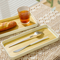 Plateau de service antidérapant en plastique pour restauration rapide avec poignée pour le camping Steak de fruits classique blanc