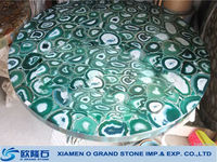 Décoratif unique bleu agate dessus de table en pierre semi-précieuse bleu transparent plateau de table