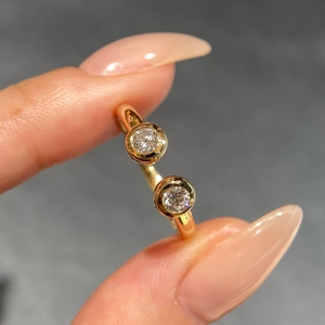 Anillo Abierto Minimalista con Diamante Cultivado en Laboratorio Aazuo, Oro Amarillo Sólido de 18K, Regalo para Mujer, Uso Diario, Joyería Fina Clásica - Product Image 3