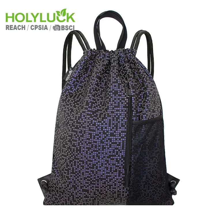 Holyluck กระเป๋าหูรูดกันน้ำกันน้ำกันกลิ่นสะท้อนแสงกระเป๋าเป้สะพายหลังเชือกรูดกีฬาเปรียบเทียบ