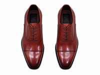 Chaussures habillées marron pour hommes en cuir véritable bruni à bout pointu, à lacets, semelle extérieure en caoutchouc, pour le bureau, les affaires, les occasions formelles et les mariages, vente en gros