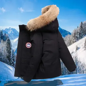 Chaqueta de plumón de ganso para hombre personalizada estilo canadiense Chaqueta de invierno de calidad 1:1 para exteriores