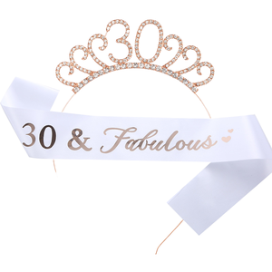 Pafu Set 2 Pezzi Tiara e Fascia di Compleanno con Strass, Corona e Fascia Favolosa per Feste di 18°, 21°, 30°, 40°, 50°, 60°, 70° Compleanno - Product Image 1