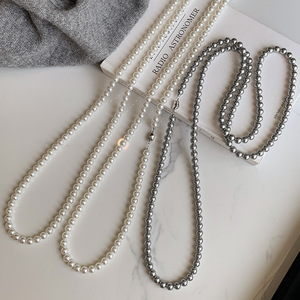 <span class=keywords><strong>Collana</strong></span> Lunga in Vetro Imitazione <span class=keywords><strong>Perla</strong></span> Grigio Argento, <span class=keywords><strong>Collana</strong></span> Multistrato a Più Livelli per Regalo - Product Image 2