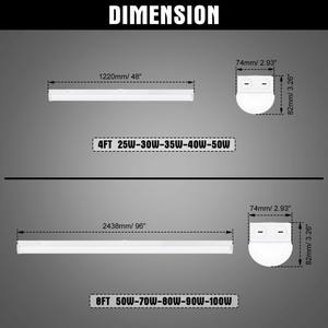 Tira de luz LED de 8 pies, 100W/90W/80W/70W/50W, CCT ajustable 2.7/3.5/4/5/5.7K, 120-277VAC, regulable 0-10V, luz LED para tienda - Product Image 6