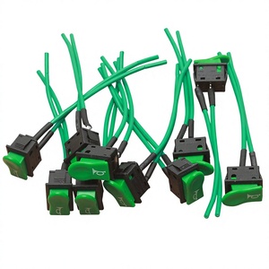Interruptor de botón con cableado para modificación de motocicletas, indicador de luz verde, material plástico - Product Image 2