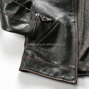 Primavera autunno inverno <span class=keywords><strong>dio</strong></span> 1930 cappotto in vera pelle giacche Vintage in pelle <span class=keywords><strong>di</strong></span> mucca da uomo Slim-fit con bavero da moto - Product Image 3