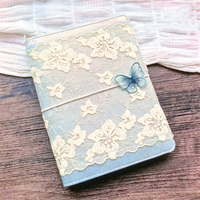 Carnet personnalisé en dentelle papillon, couverture en tissu vintage, rechargeable, A5 A6 A7, cadeau pour fille