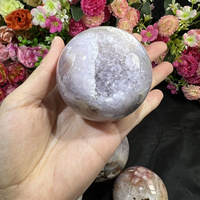 Sphère de cristal naturel pierre de guérison artisanat fleur de cerisier fleur agate améthyste sphère druzy
