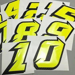 Pegatina Reflectante de Vinilo para Motocicleta, Número de Carrera Fluorescente de Neón de 100 mm, Resistente al Agua y a los Rayos UV, Diseño JDM - Product Image 4
