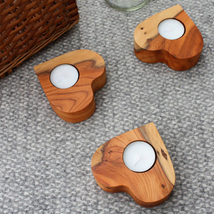 Portavelas de madera de acacia en forma de corazón en T para decoración del hogar, precio barato al por mayor, portavelas de madera de mango, soporte votivo - Product Image 1